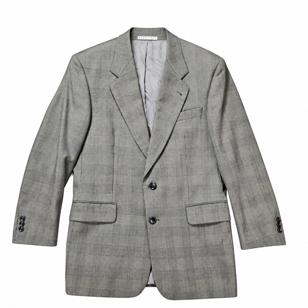 Vintage Hugo Boss Bernini Plaid Blazer 38R USA Wool Cashmere Houndstooth Jacket
